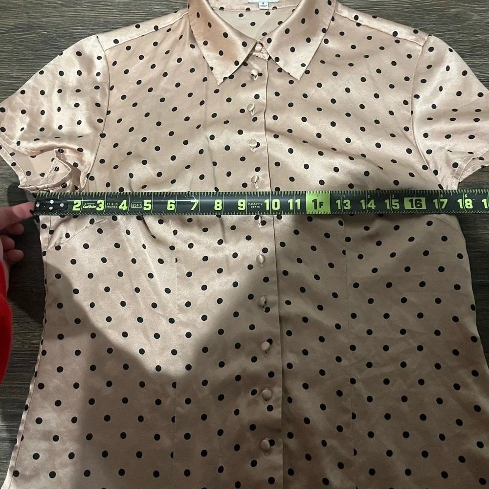 J. Peterman Black Polka Dot 100% Silk Button Up - Picture 7 of 8